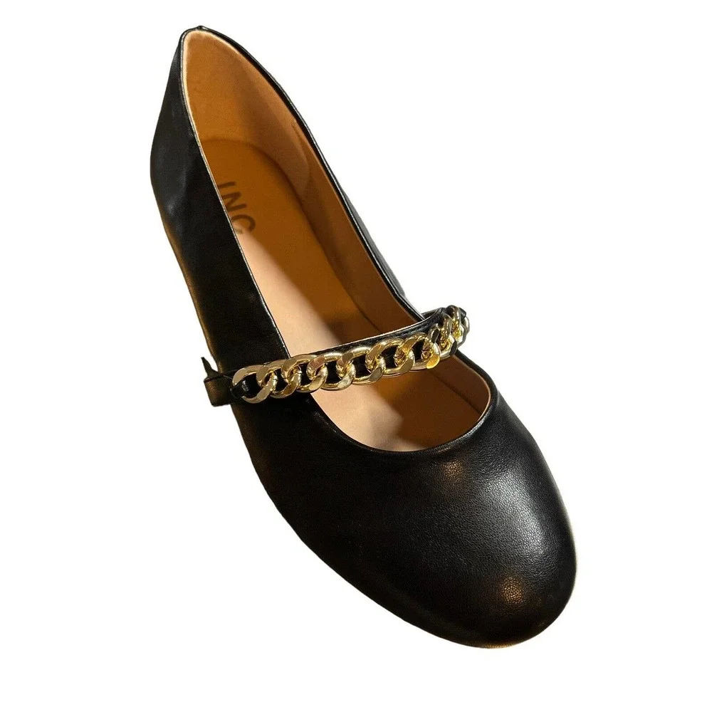 INC International Concepts Jodie‎ Flat Chain Strap Shoe 5 New